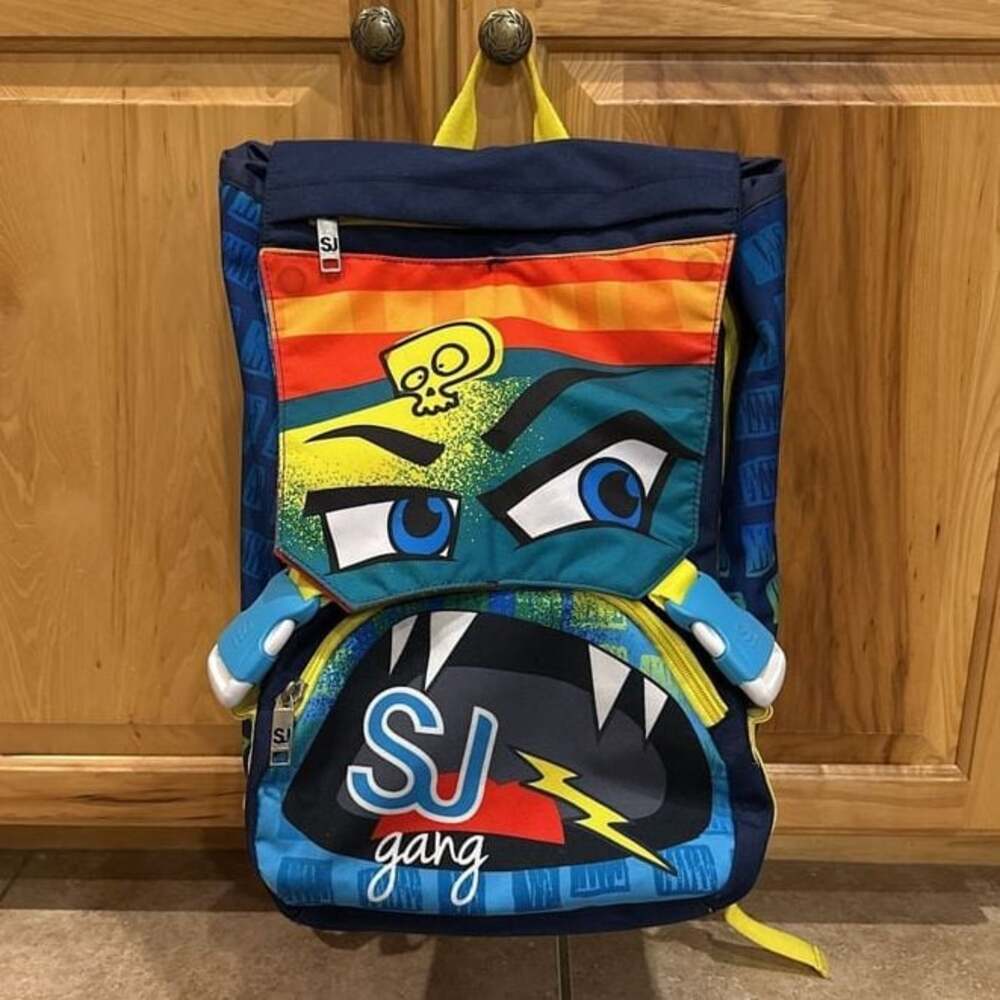 SJ Gang Facce Boy Expandable Backpack Blue with Flip System